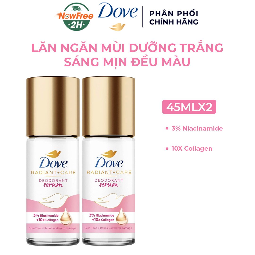 Combo 2 Lăn Ngăn Mùi Dove Tinh Chất Serum Sáng Mịn Đều Màu 45ml