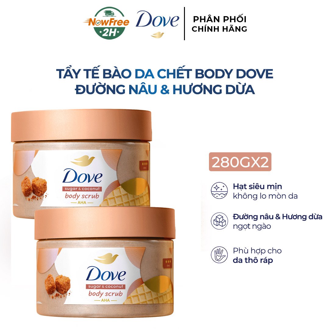 Combo 2 Smoothie Tẩy Da Chết Dove Đường Nâu & Hương Dừa 280g (Mẫu Mới)