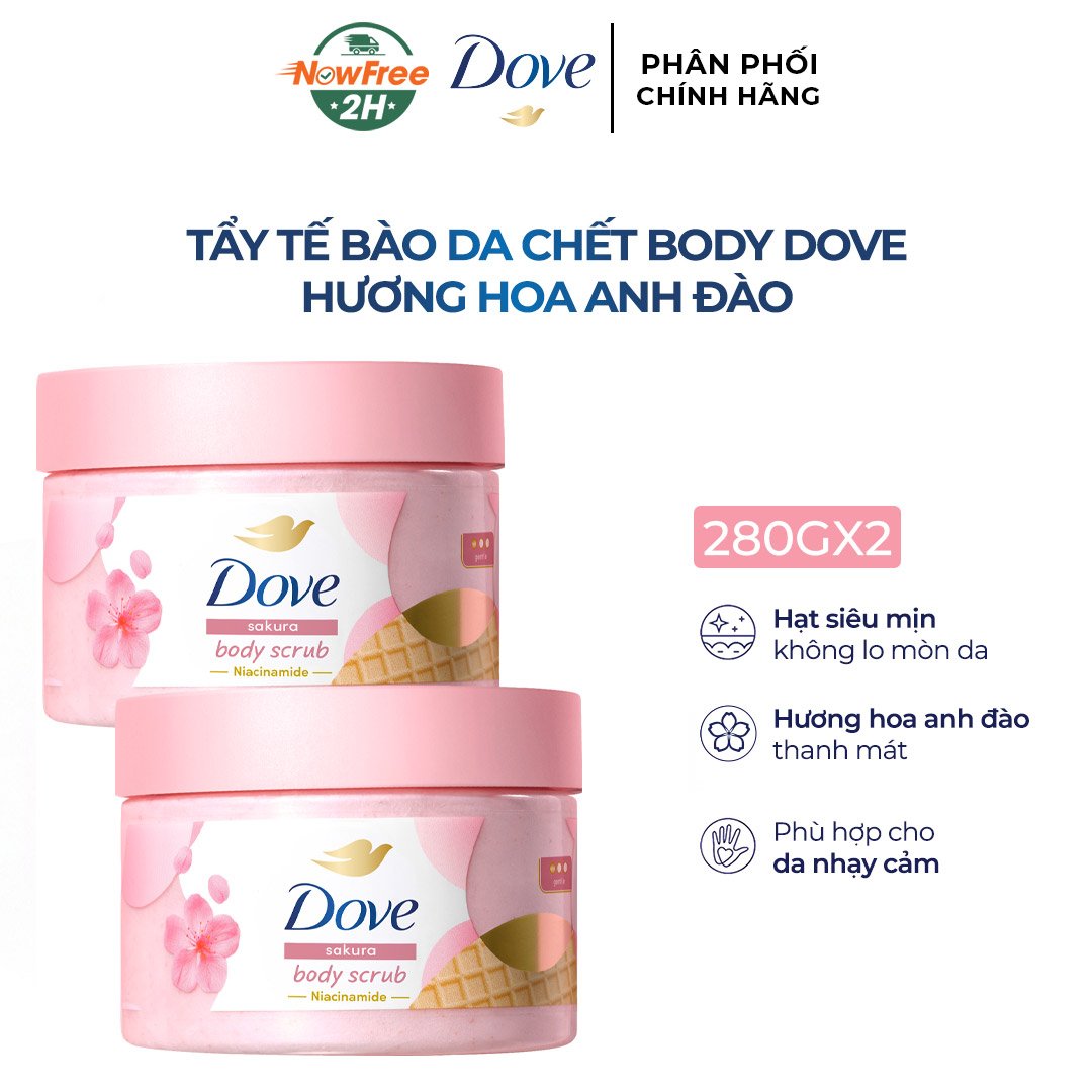 Combo 2 Smoothie Tẩy Da Chết Dove Hương Hoa Anh Đào 280g (Mẫu Mới)