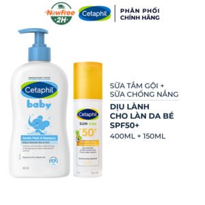 Combo Cetaphil Sữa Tắm Gội & Sữa Chống Nắng SPF50+ Dịu Lành Cho Bé 400ml+150ml
