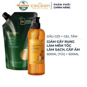 Combo Cocoon Túi Refill Dầu Gội Bưởi Không Sulfate, Giảm Gãy Rụng 500ml + Gel Tắm Đường Thốt Nốt An Giang 500ml