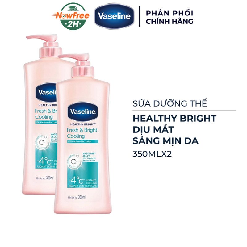 Combo 2 Sữa Dưỡng Thể Vaseline Dịu Mát Sáng Da (350ml/chai)
