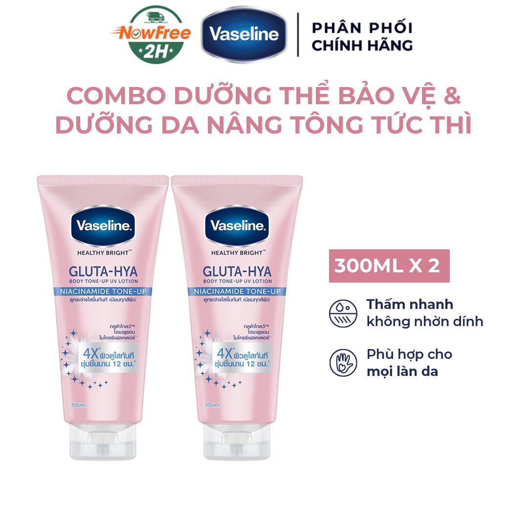 Combo 2 Sữa Dưỡng Thể Vaseline Gluta-Hya Nâng Tông Tức Thì 300ml