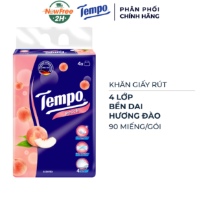 Khăn Giấy Rút Tempo Hương Đào 4 Lớp 90 Miếng/Gói