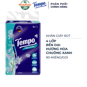 Khăn Giấy Rút Tempo Hương Hoa Chuông Xanh 4 Lớp 90 Miếng/Gói