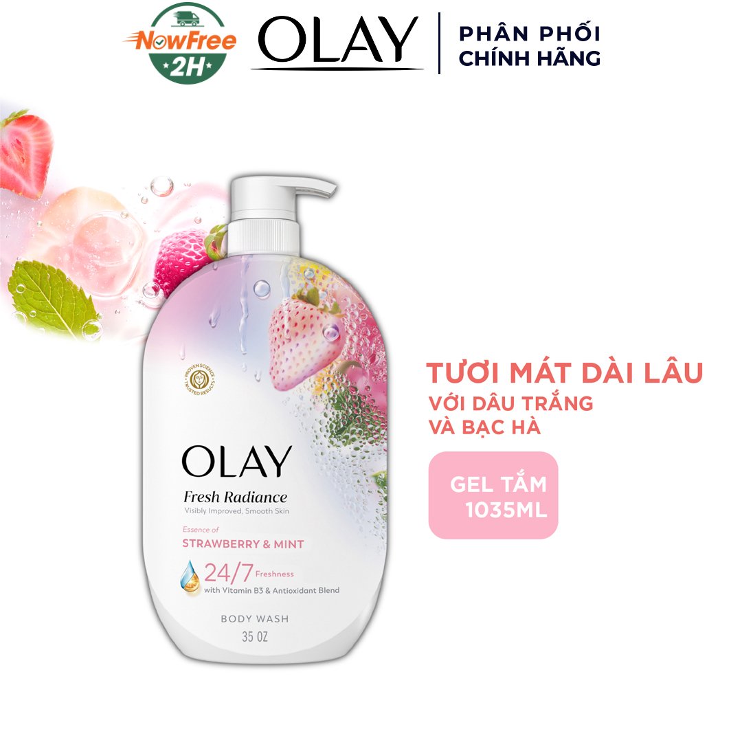 Sữa Tắm Olay Tươi Mát Dài Lâu Hương Dâu Và Bạc Hà 1035ml
