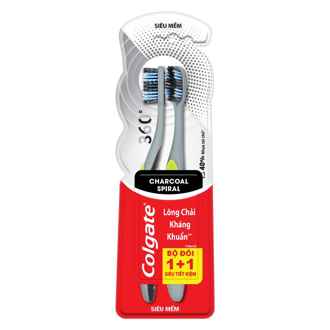 Bộ 2 Bàn Chải Đánh Răng Colgate Lông Chải Xoắn Kép Phủ Than