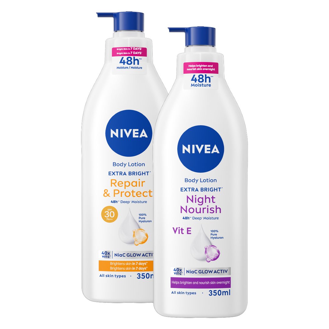 Combo 2 Sữa Dưỡng Thể Nivea Phục Hồi & Dưỡng Sáng Da Ngày & Đêm (350ml/chai)