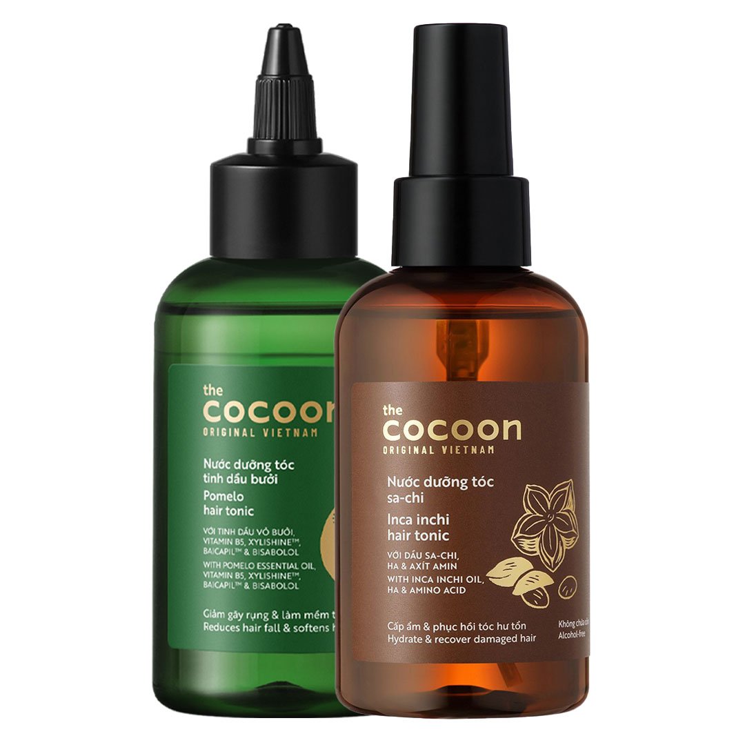 Combo Cocoon Nước Dưỡng Tóc Tinh Dầu Bưởi 140ml & Nước Dưỡng Tóc Sa-Chi 140ml