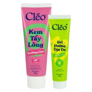 Combo Cléo Kem Tẩy Lông Cho Da Nhạy Cảm 50g (Mới) + Gel Dưỡng Cấp Ẩm, Dịu Da Sau Tẩy Lông 20g (Mới)