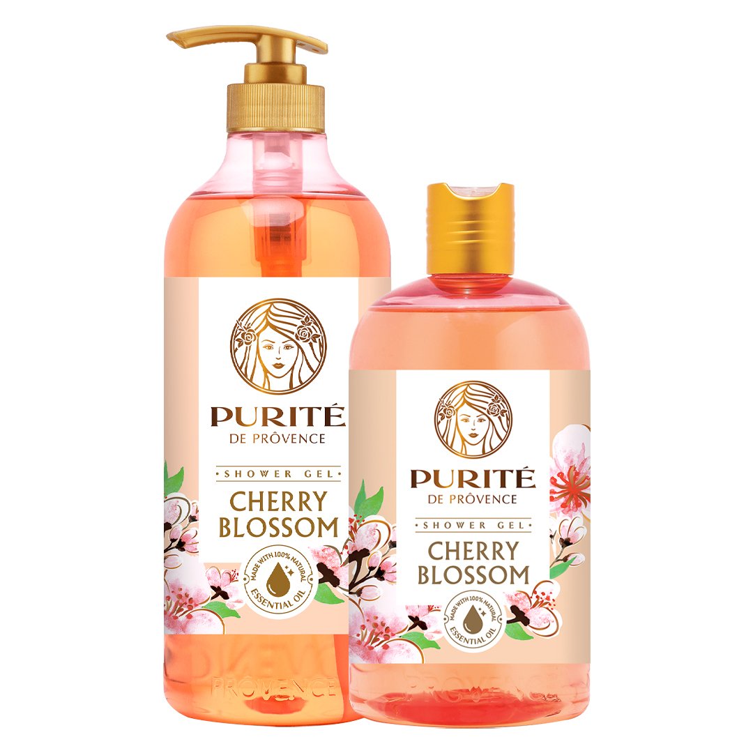Combo Sữa Tắm Purité Sáng Mịn Da Hương Hoa Anh Đào 1100ml+500ml