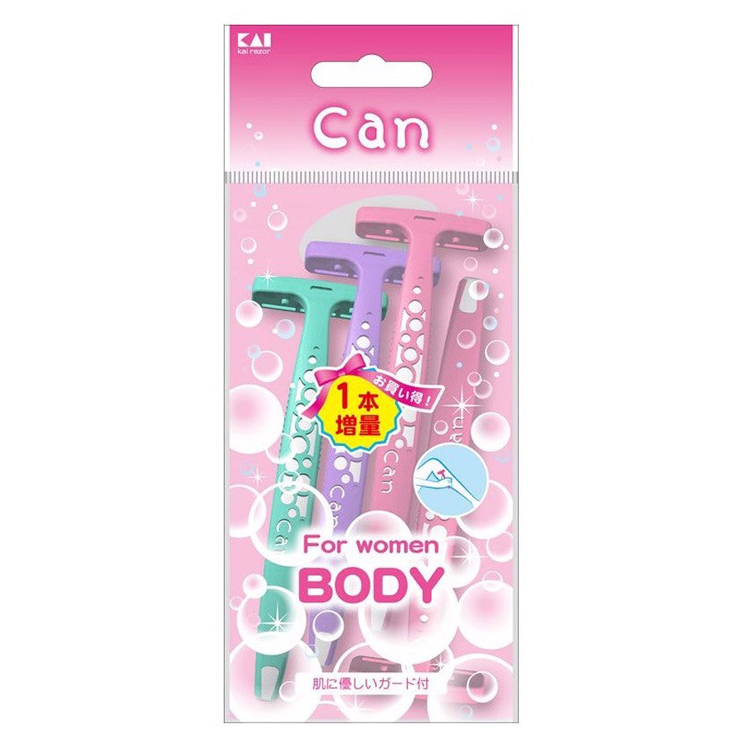 Dao Cạo Nữ KAI Dành Cho Cơ Thể Cán Chữ T (3 Cây)
