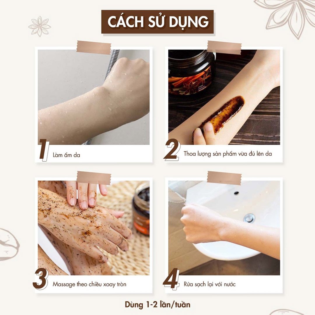 Combo 2 Tẩy Da Chết Toàn Thân Exclusive Cosmetic Quế Hồi Cafe 380g