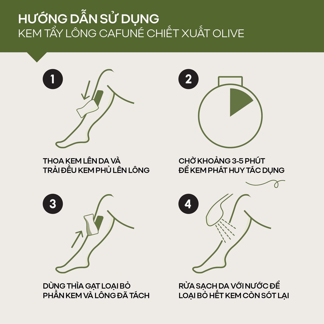 Kem Tẩy Lông The Cafuné Chiết Xuất Olive 100ml