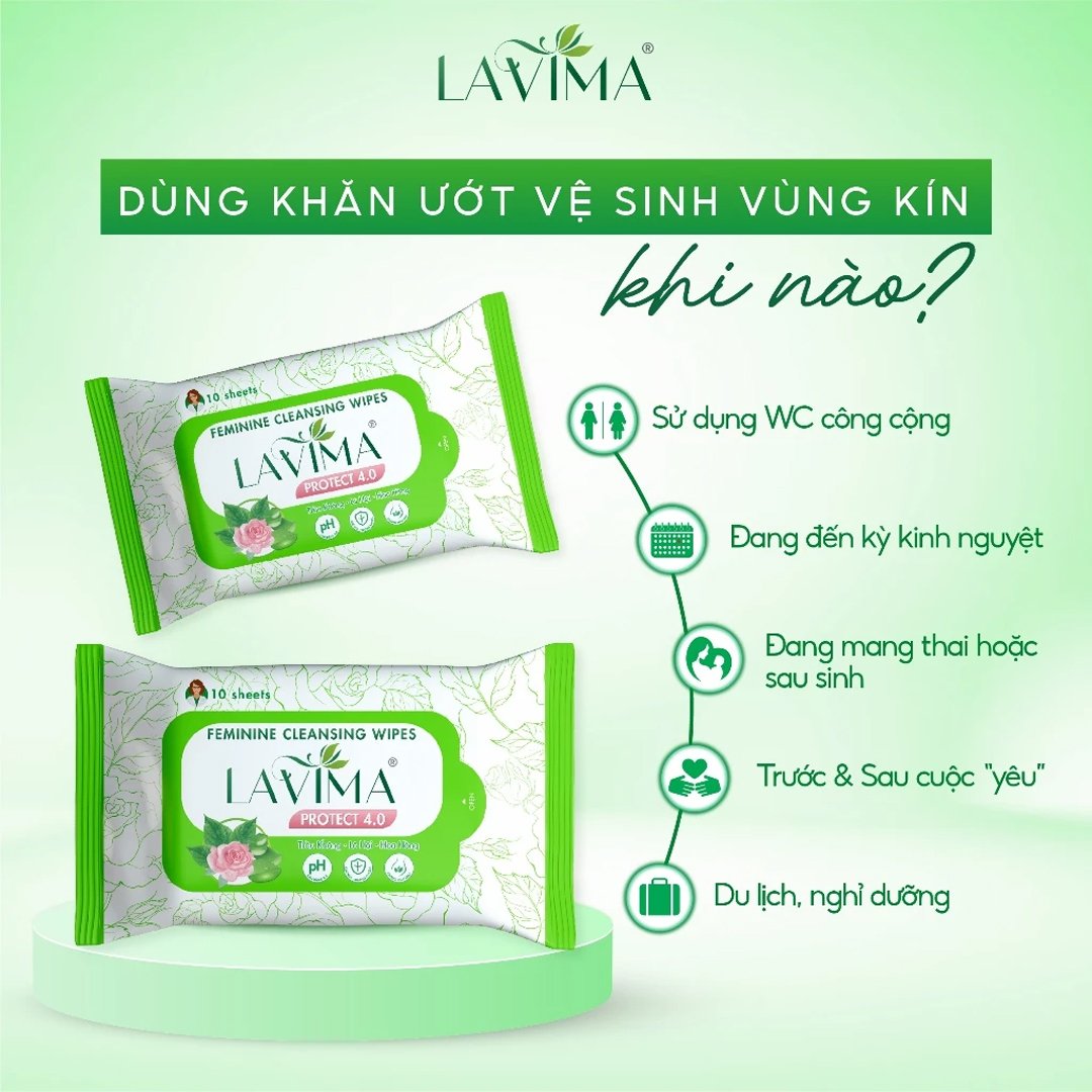 Khăn Ướt Vệ Sinh Vùng Kín Lavima Protect 4.0 Gói 10 Tờ