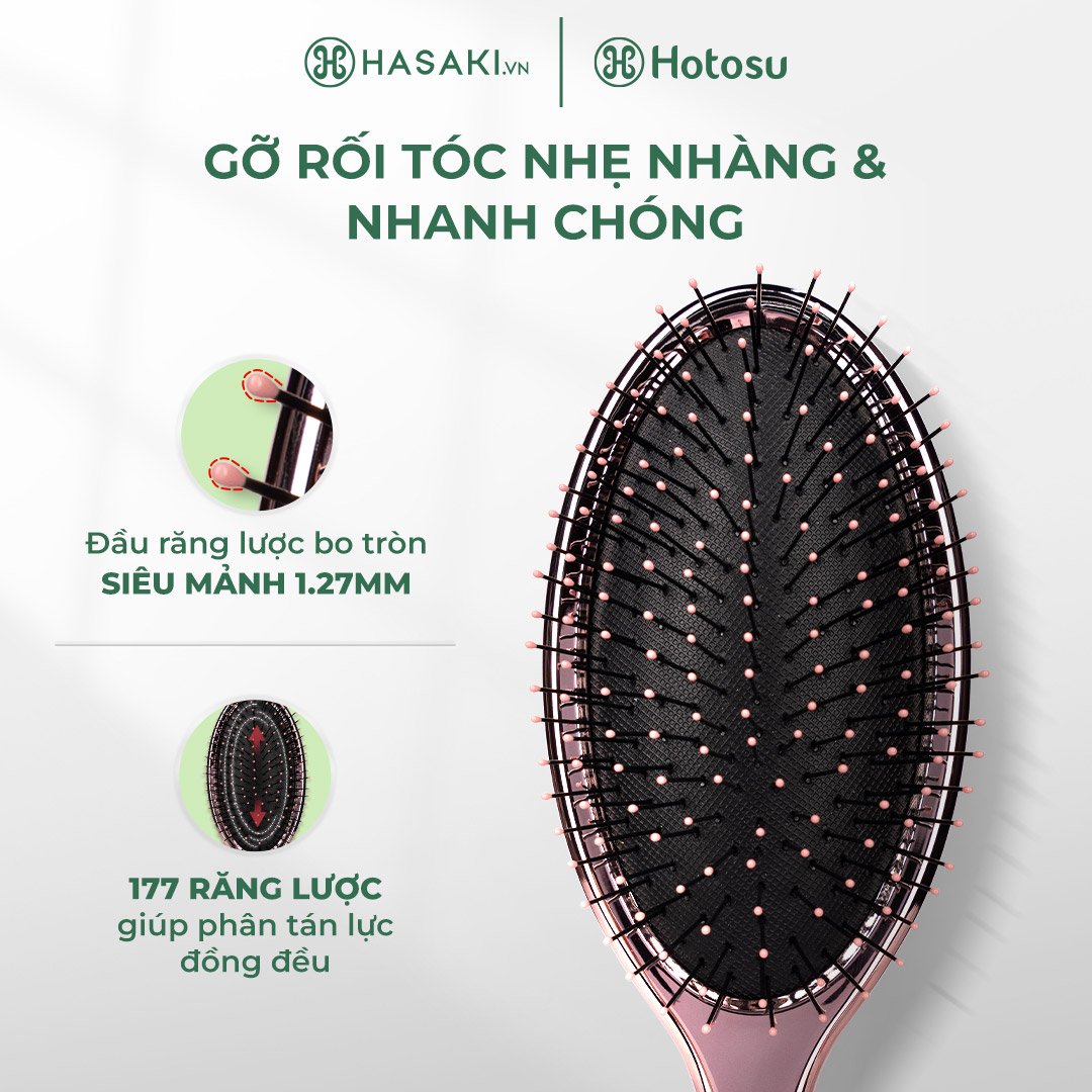 Lược Gỡ Rối Hotosu Giảm Gãy Rụng Làm Phồng Tóc - Màu Đen
