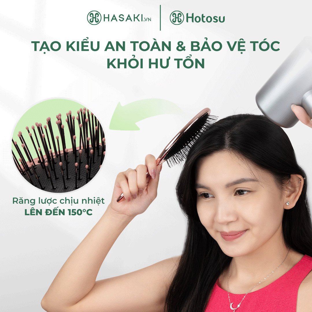 Lược Gỡ Rối Hotosu Giảm Gãy Rụng Làm Phồng Tóc - Màu Đen