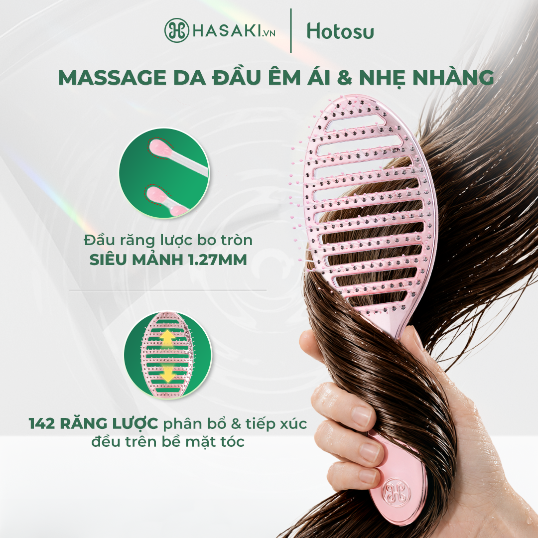 Lược Gỡ Rối Tóc Ướt Hotosu Giảm Rụng Tóc, Màu Ngọc Trai