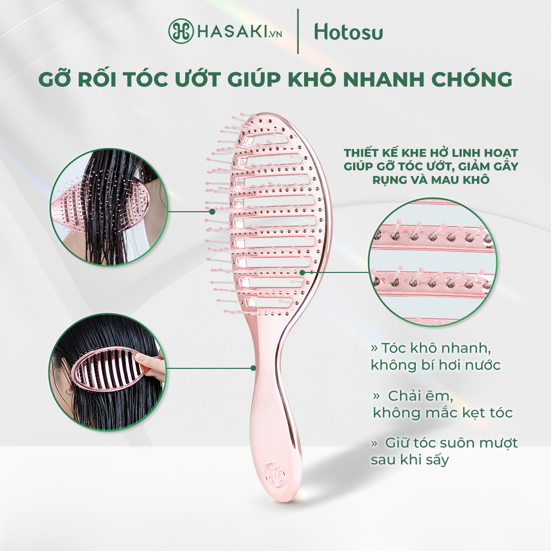 Lược Gỡ Rối Tóc Ướt Hotosu Giảm Rụng Tóc, Màu Đen