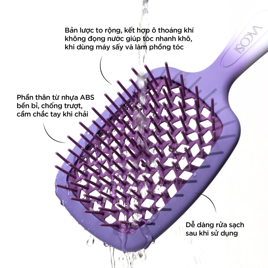 Lược Vacosi Dạng Lưới Massage & Gỡ Rối Tóc Ướt Màu Tím C20-L