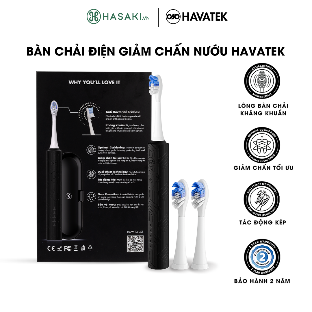 Bàn Chải Điện Havatek Giảm Chấn Nướu Màu Đen