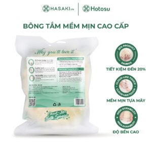 Combo Hotosu Bông Tắm Mềm Mịn + Lược Gội Đầu Massage Cao Cấp (Màu Kem)