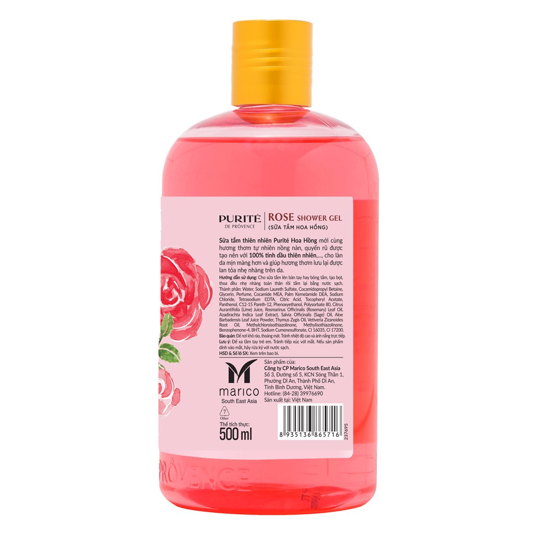 Sữa Tắm Purité Dưỡng Da Mềm Mịn Hương Hoa Hồng 500ml