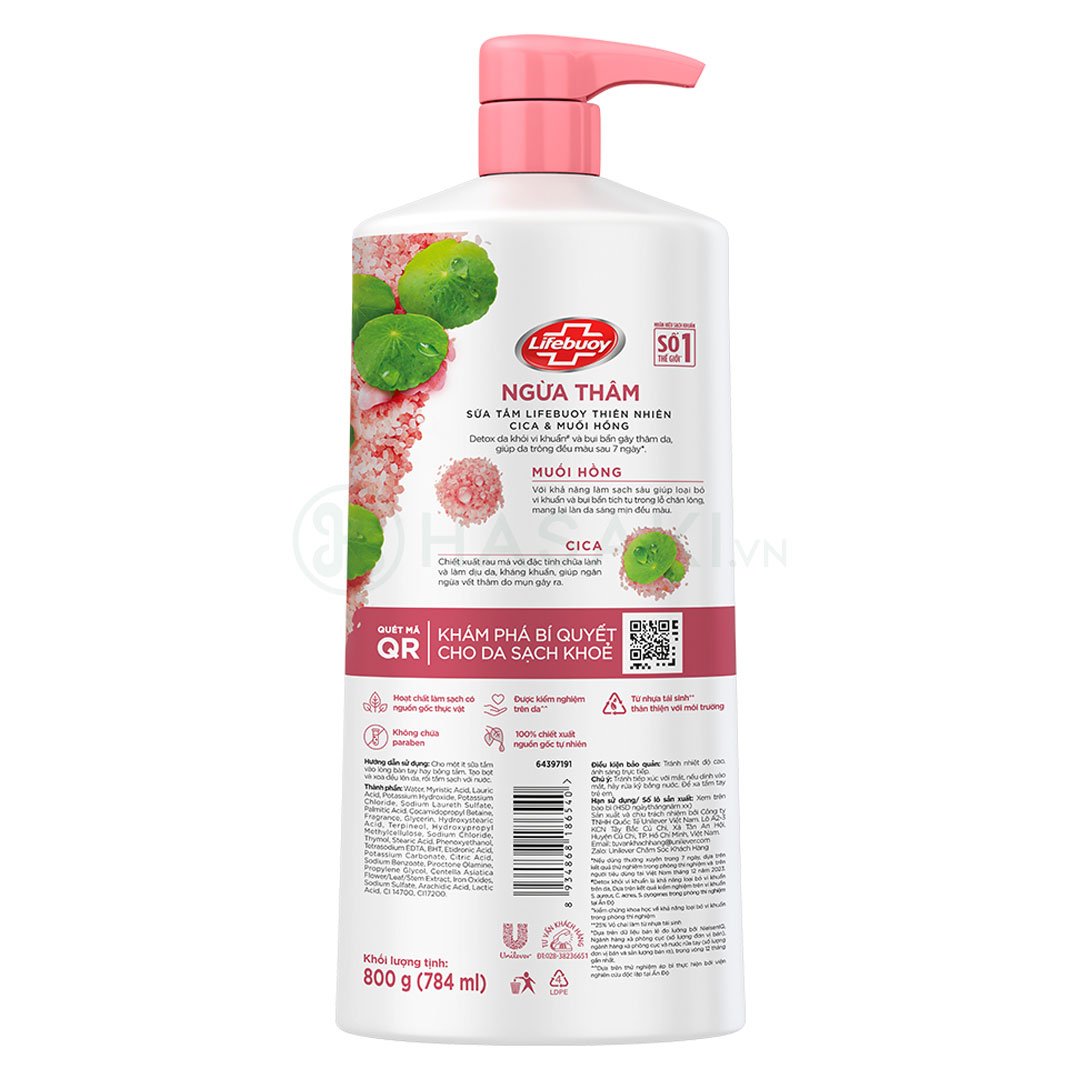 Sữa Tắm Lifebuoy Detox Muối Hồng & Rau Má 800g