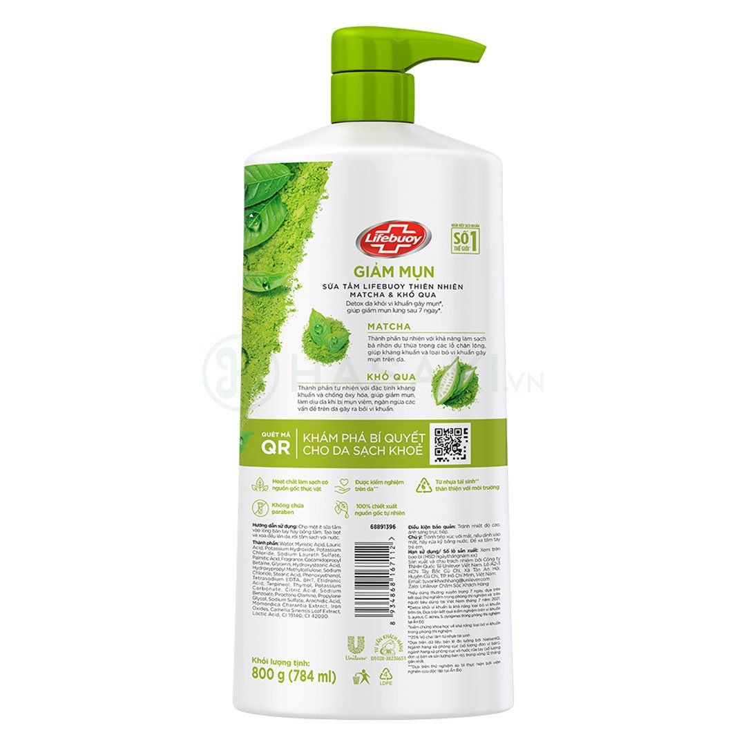 Combo 2 Sữa Tắm Lifebuoy Detox Matcha & Khổ Qua 800g