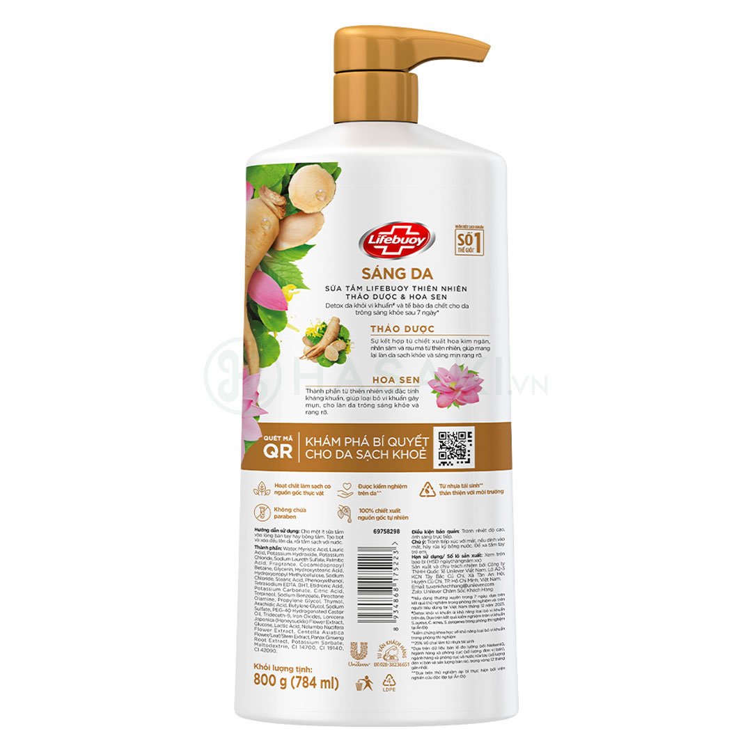 Sữa Tắm Lifebuoy Detox Thảo Dược & Hoa Sen 800g