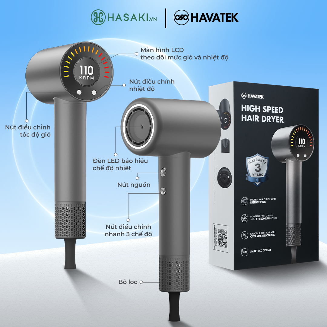 Máy Sấy Tóc Havatek Dưỡng Chất Tốc Độ Cao