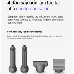 Máy Sấy Tóc LocknLock Tạo Kiểu Gấp Gọn Ion Âm 1300W Màu Xám