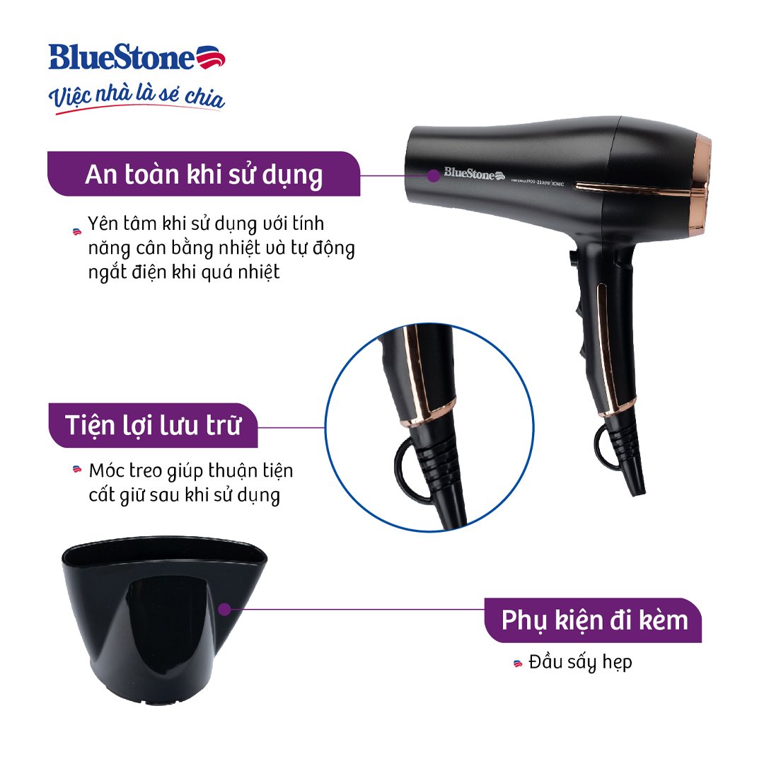 Máy Sấy Tóc BlueStone HDB-1958 Công Suất 1900-2300W