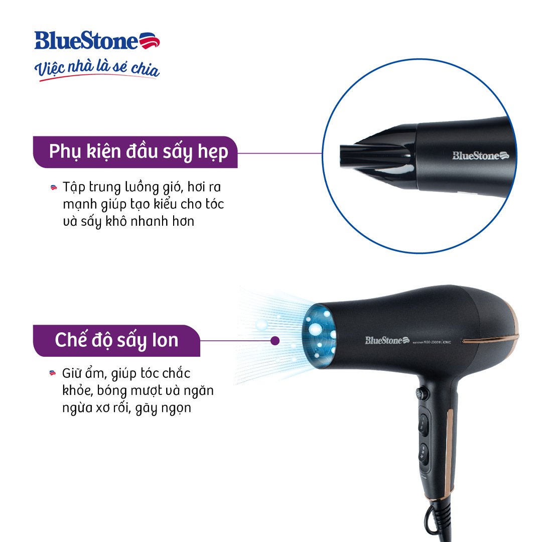 Máy Sấy Tóc BlueStone HDB-1958 Công Suất 1900-2300W