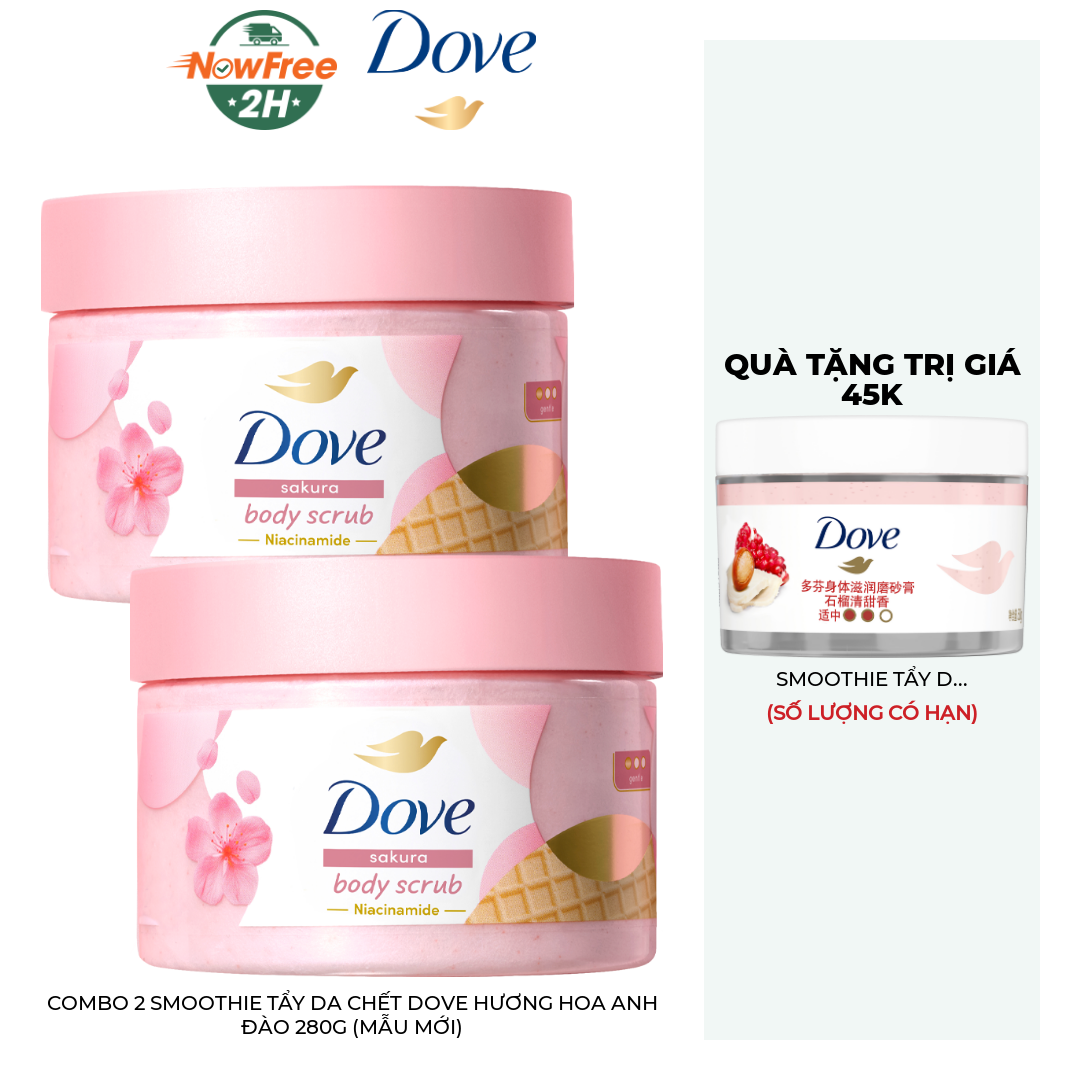 Combo 2 Smoothie Tẩy Da Chết Dove Hương Hoa Anh Đào 280g (Mẫu Mới)
