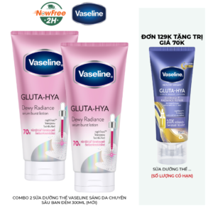 Combo 2 Sữa Dưỡng Thể Vaseline Sáng Da Chuyên Sâu Ban Đêm 300ml (Mới)