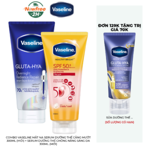 Combo Vaseline Mặt Nạ Serum Dưỡng Thể Căng Mướt 300ml (Mới) + Serum Dưỡng Thể Chống Nắng Sáng Da 300ml (Mới)