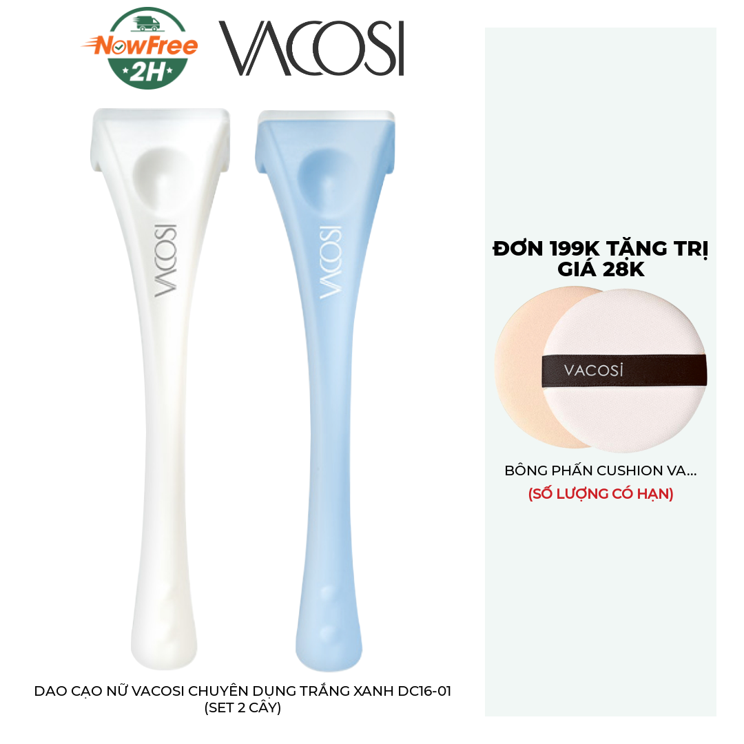 Dao Cạo Nữ Vacosi Chuyên Dụng Trắng Xanh DC16-01 (Set 2 Cây)