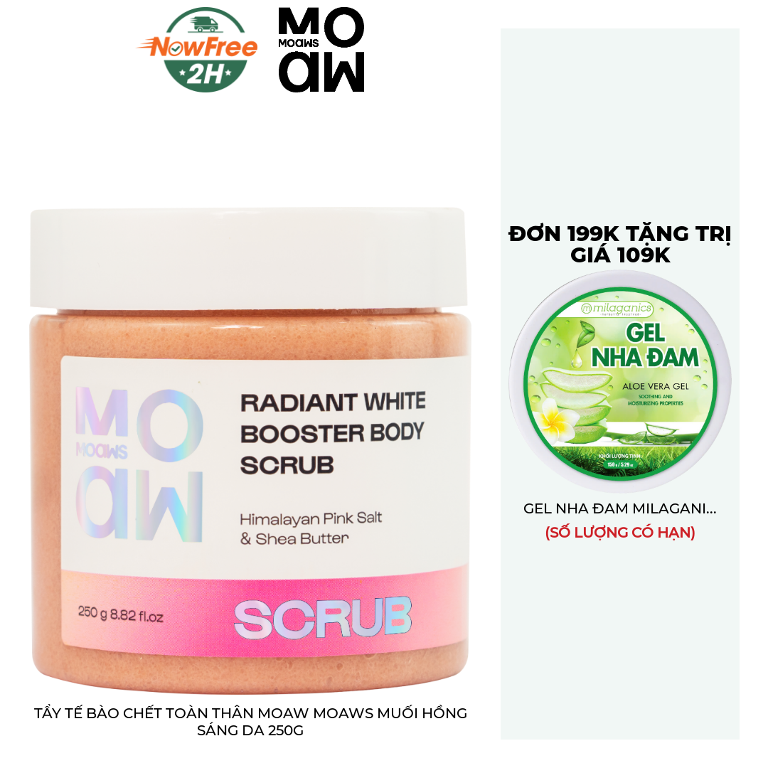 Tẩy Tế Bào Chết Toàn Thân Moaw Moaws Muối Hồng Sáng Da 250g