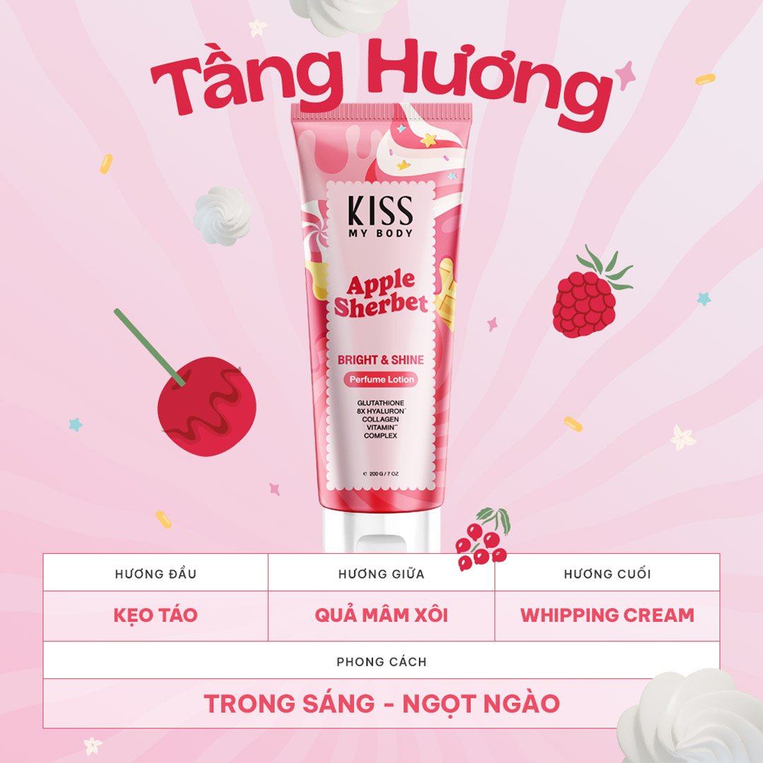 Sữa Dưỡng Thể Kiss My Body Sáng Da Apple Sherbet 200g