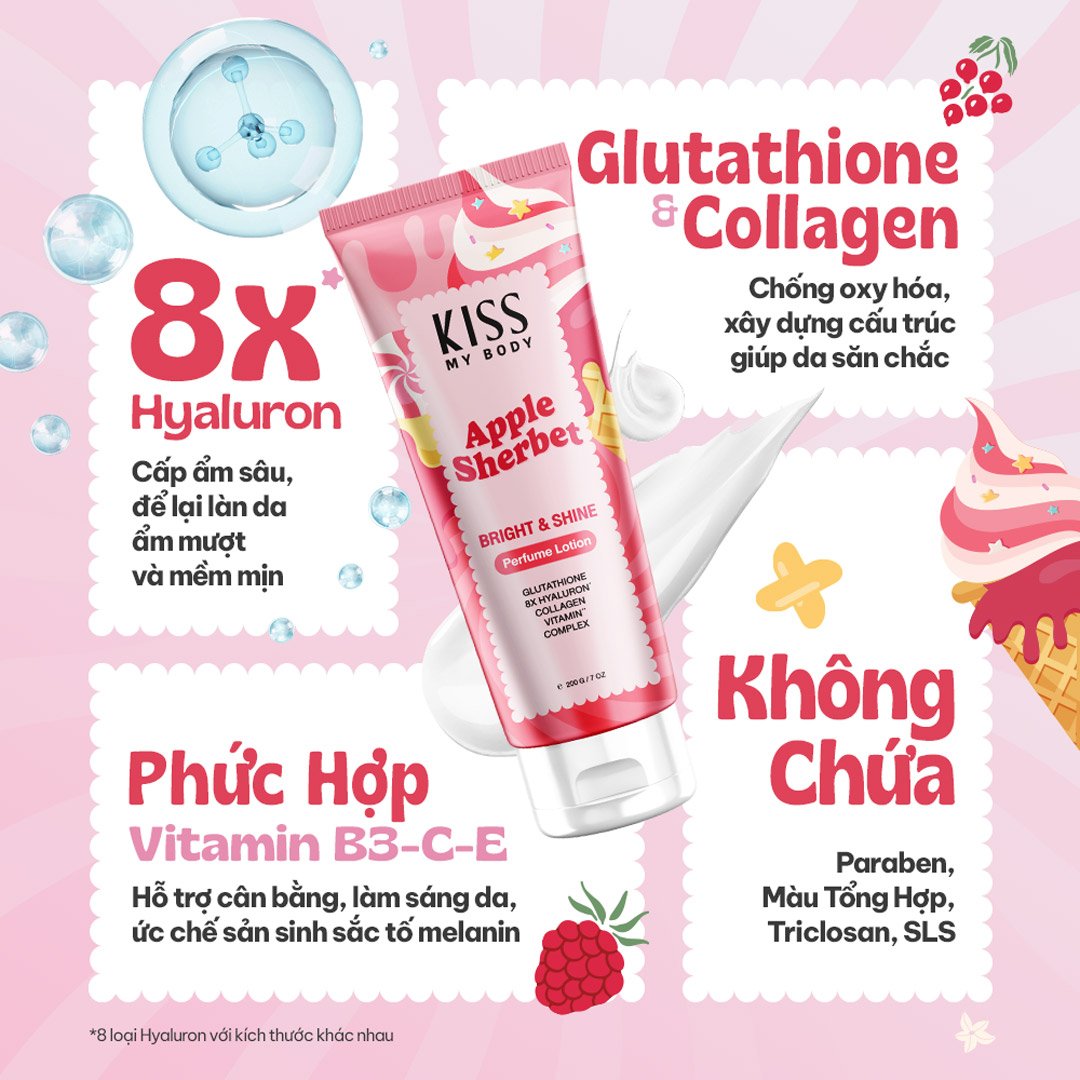 Sữa Dưỡng Thể Kiss My Body Sáng Da Apple Sherbet 200g
