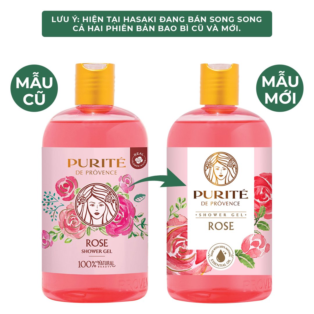 Sữa Tắm Purité Dưỡng Da Mềm Mịn Hương Hoa Hồng 500ml