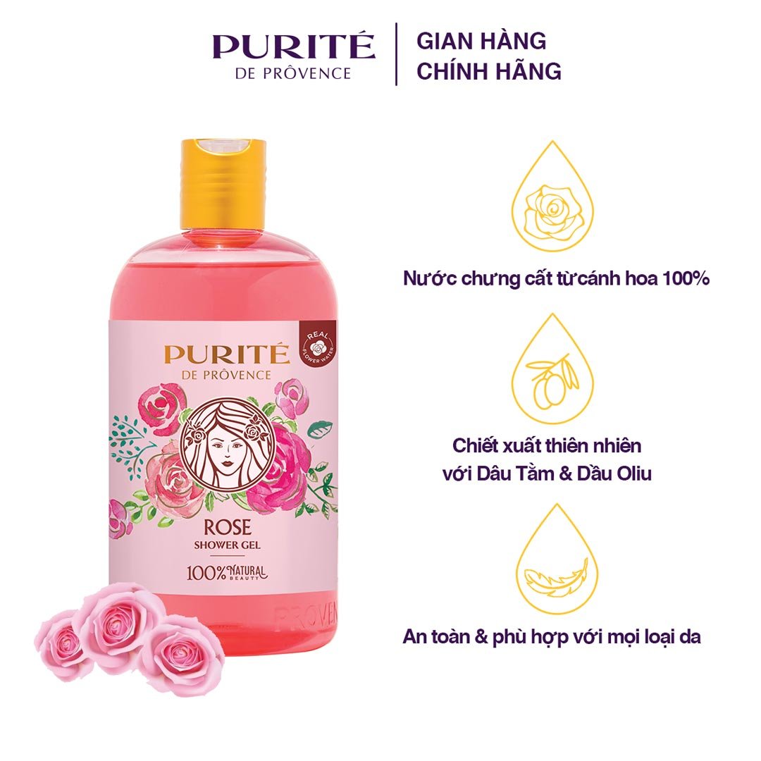 Sữa Tắm Purité Dưỡng Da Mềm Mịn Hương Hoa Hồng 500ml