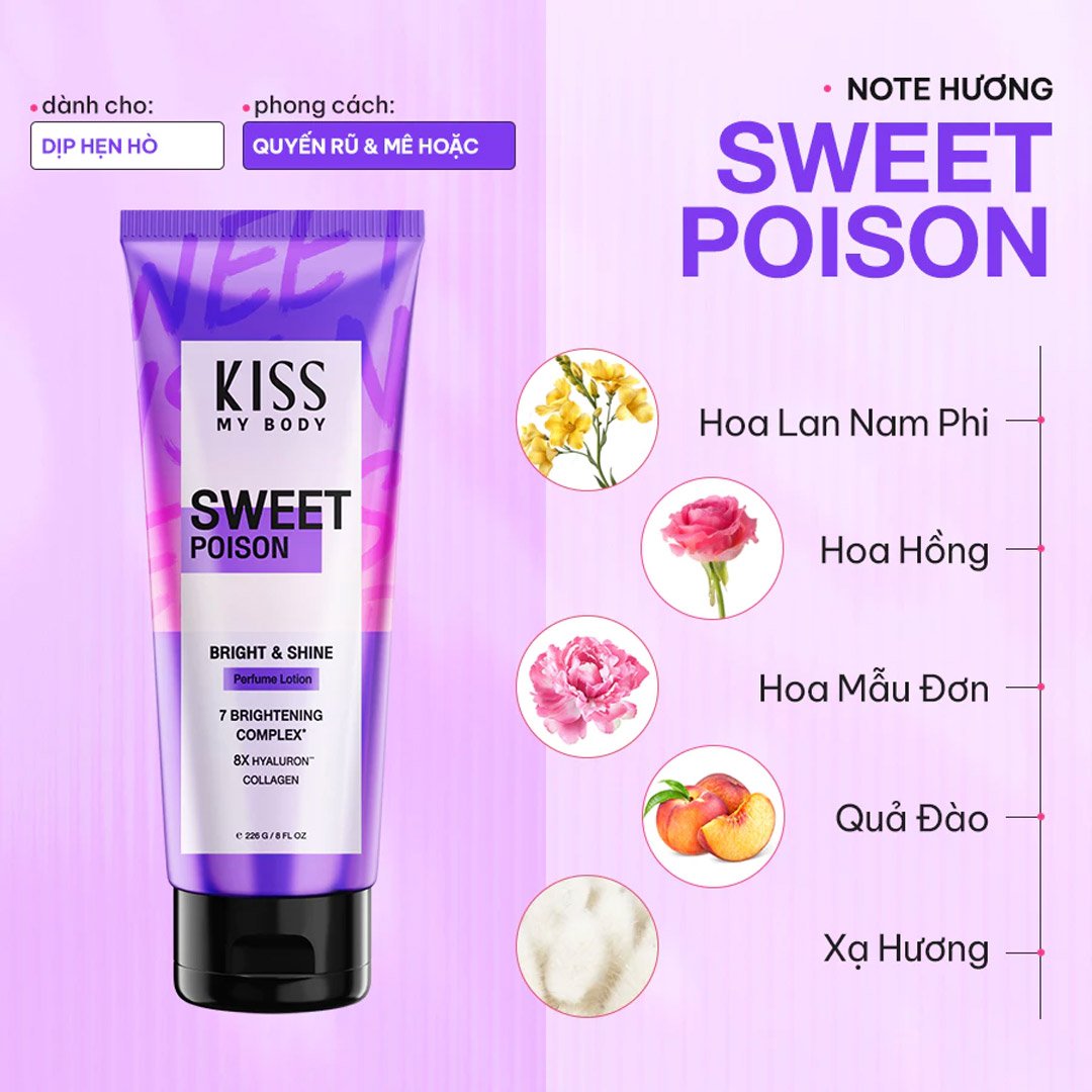 Sữa Dưỡng Thể Kiss My Body Sáng Da Sweet Poison 226g