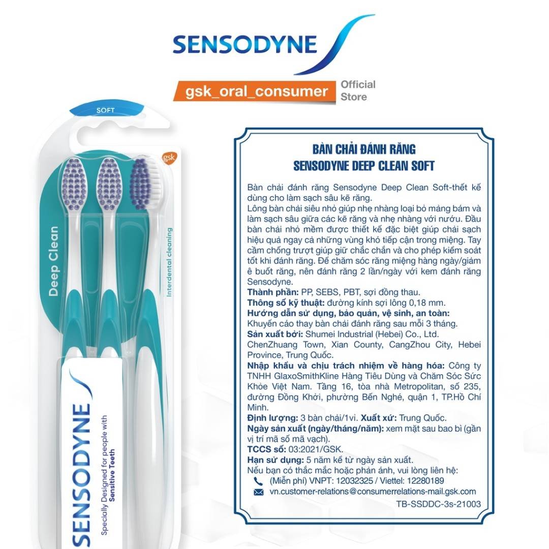 Bộ 3 Bàn Chải Đánh Răng Sensodyne Làm Sạch Sâu Kẽ Răng