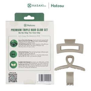 Bộ 3 Lược Gắp Tóc Hotosu Cao Cấp Màu Kaki