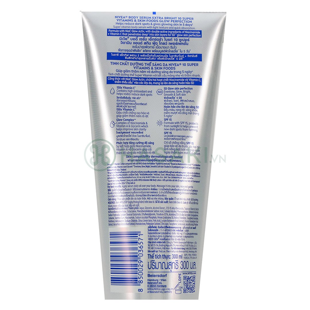 Combo 2 Serum Dưỡng Thể Nivea Sáng Da, Mờ Thâm Nám 300ml