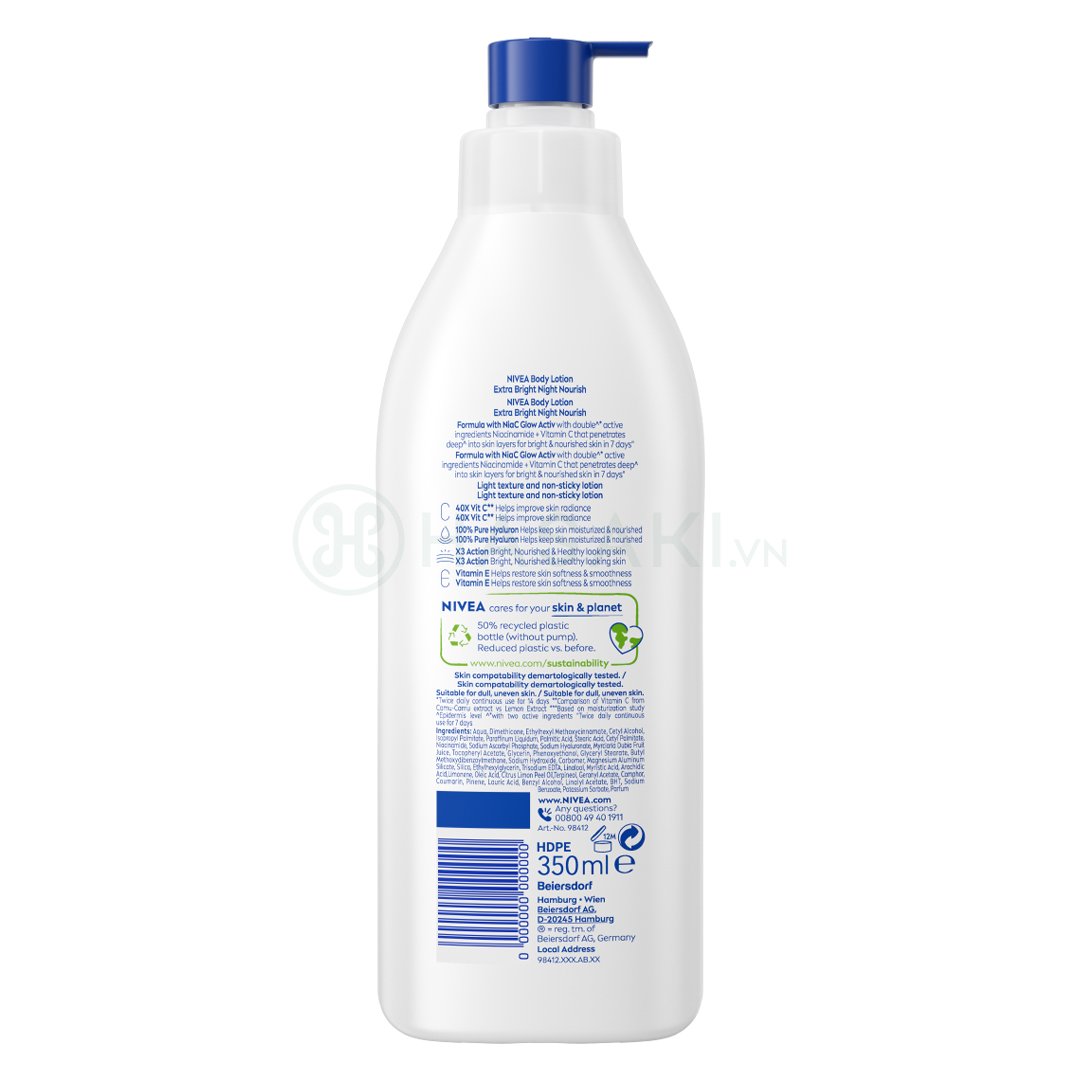 Combo 2 Sữa Dưỡng Thể Nivea Sáng Da Ban Đêm 350ml
