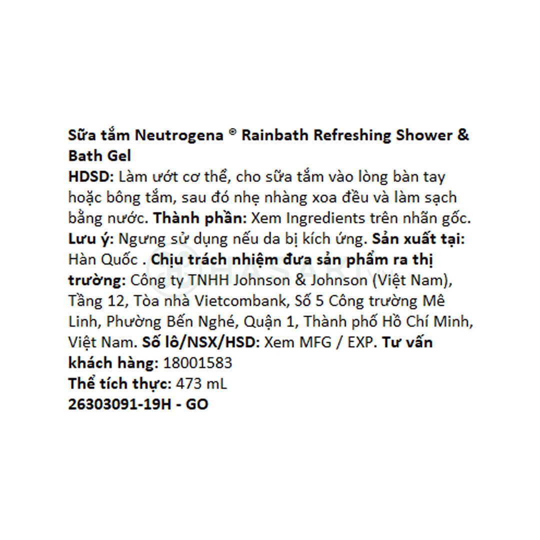 Combo 2 Sữa Tắm Neutrogena Dưỡng Ẩm & Tươi Mới Dạng Gel 473ml