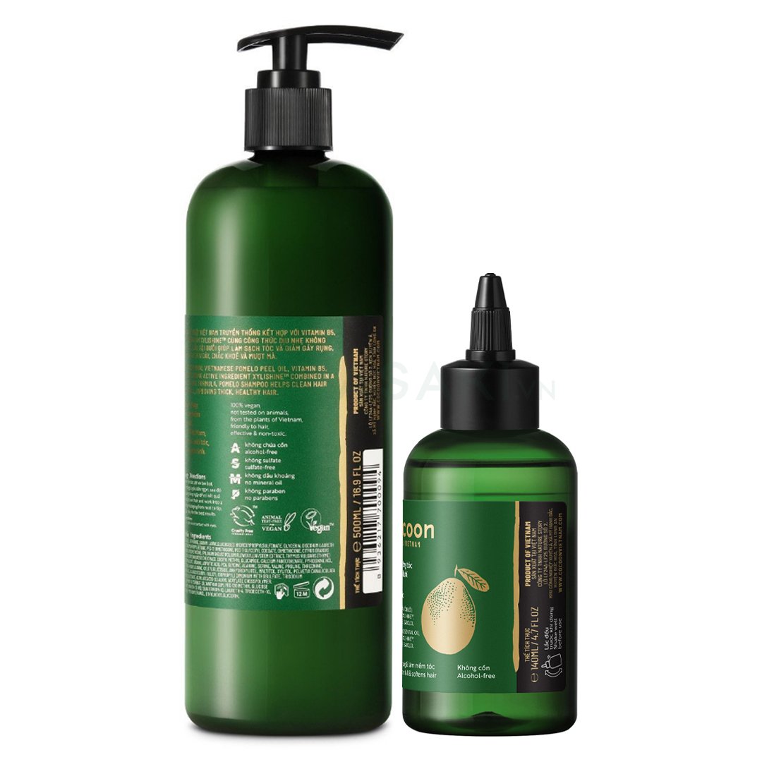 Combo Cocoon Dầu Gội 500ml + Nước Dưỡng Tóc 140ml Tinh Dầu Bưởi